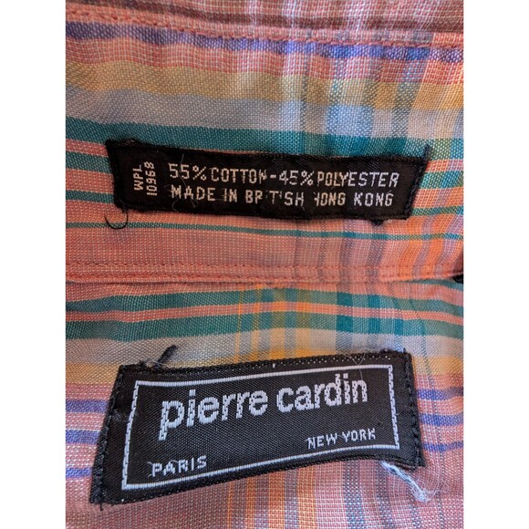 Vintage Pierre Cardin Lavender Shirt: 80s Plaid Long Sleeve Shirt Size L - Picture 8 of 10
